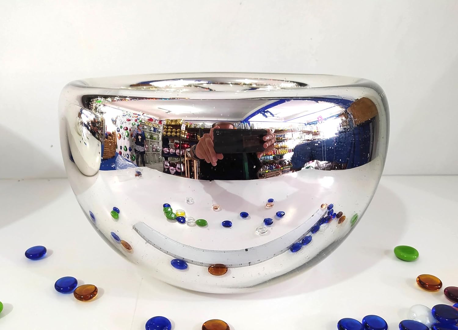 Maceta Plateada de Vidrio Soplado Tipo Bowl - Imagen 2